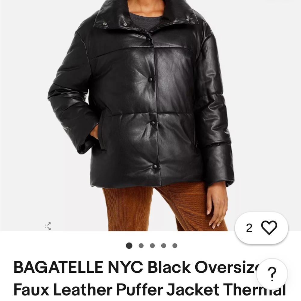 Bagatelle.NYC- Black Faux leather puffer Coat.  Never worn.